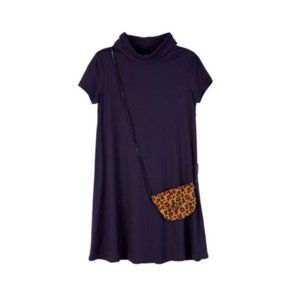 Amy Byer Girls Navy Ribbed Mock Neck Knit Dress